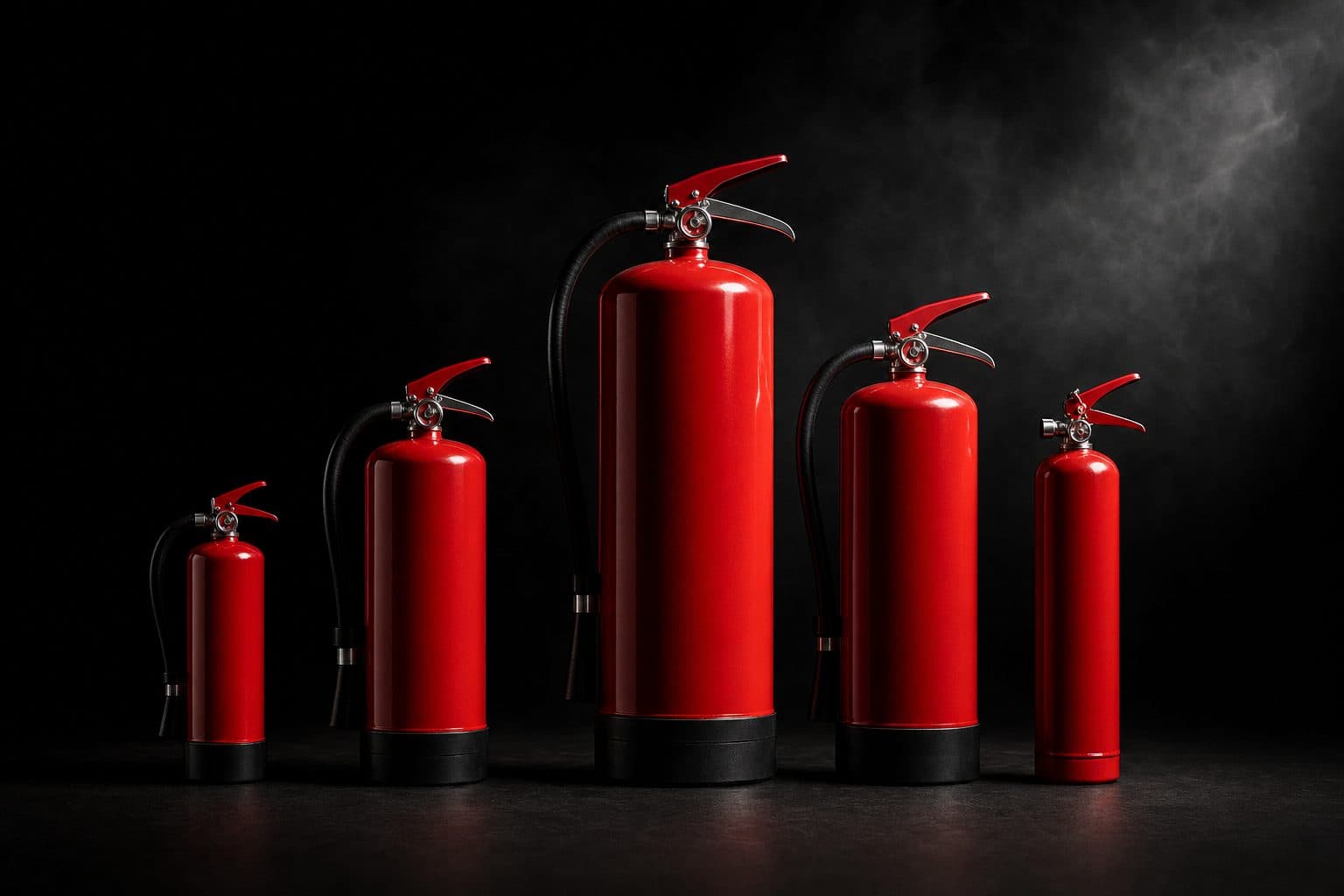 Serviced fire extinguishers ready for delivery